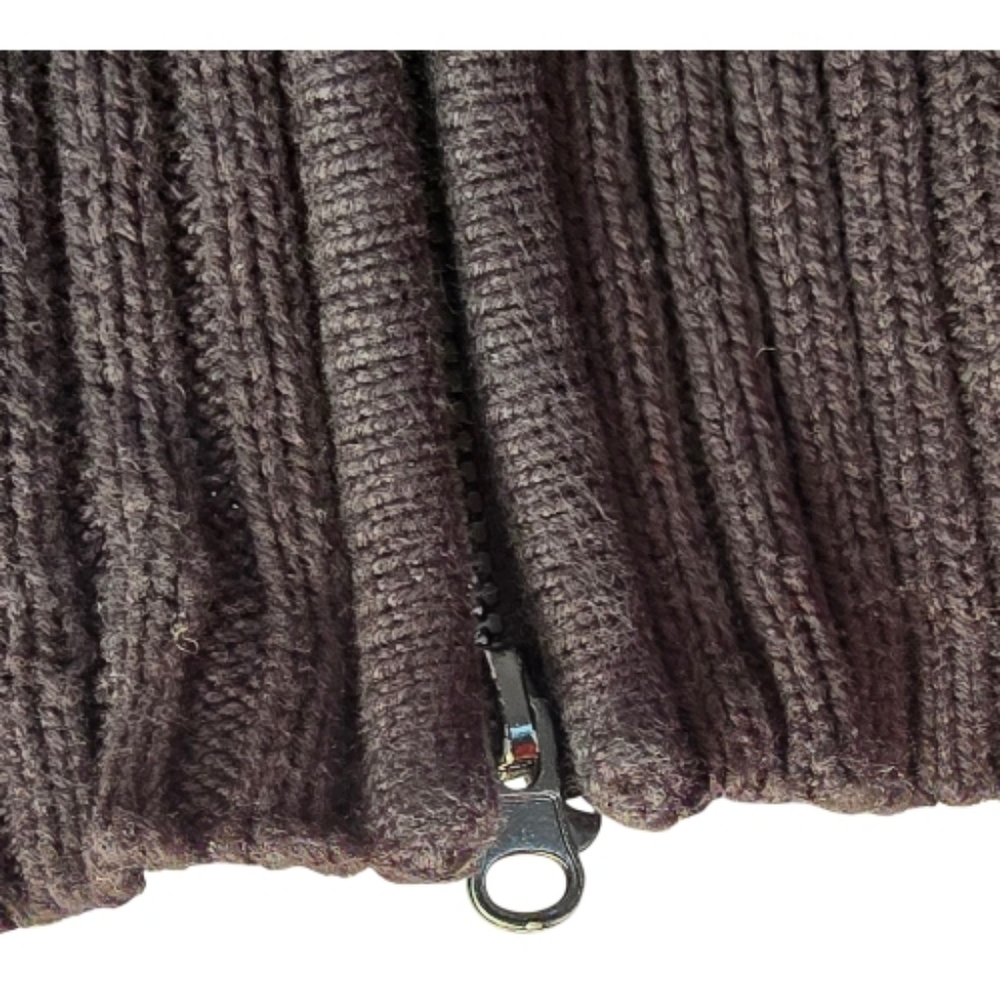 Black Ribbed Zip-Up Hoodie - Picture 3 of 4
